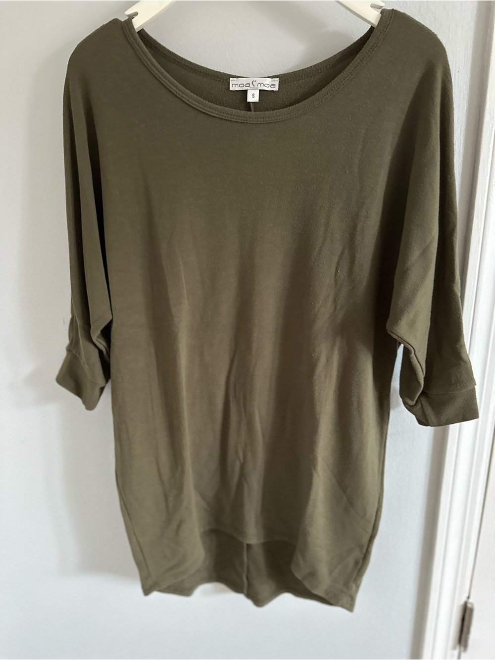 Moa Moa Olive Green 3/4 Sleeve Tunic Top